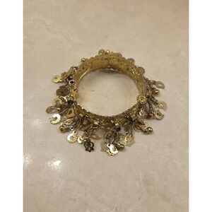 Antique Tribal Old Hinge Charm Bracelet Bangle Belly Dance Jewelry